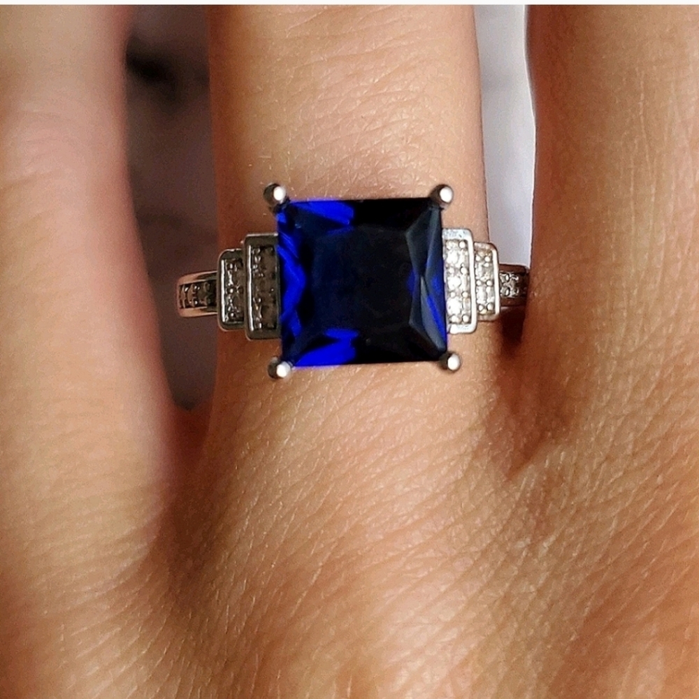 New Fashion Blue Sapphire Ring - Picture 4 of 8